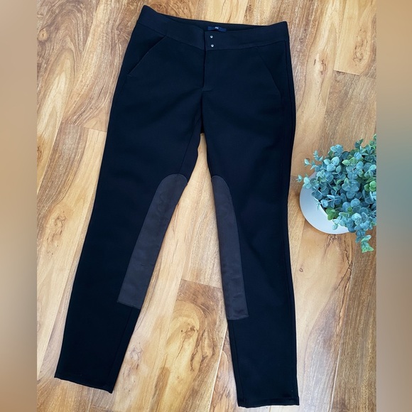 Gap Black Thick Textured Riding Pants Faux Suede Patch Skinny Bottoms 4 - Picture 3 of 6